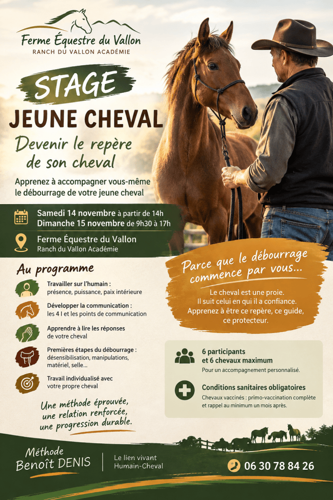 STAGE DEBOURRAGE JEUNE CHEVAL Niveau 1